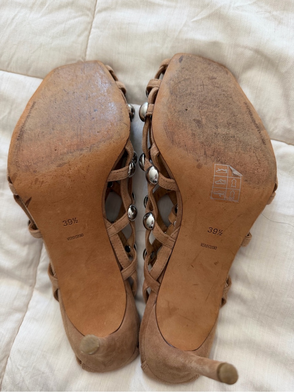 Alexander Wang Rainey Suede Silver Dome Studded Cage Heels - Picture 4 of 5